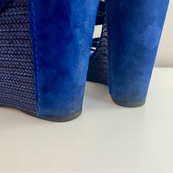 Stuart Weitzman Blue Suede Espadrille Wedges Size 8.5 - Picture 14 of 14